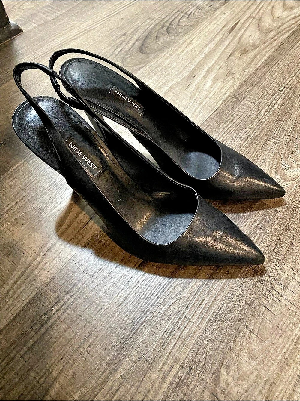 Nine West Pointed-Toe Slingback Heels in Black US 10M